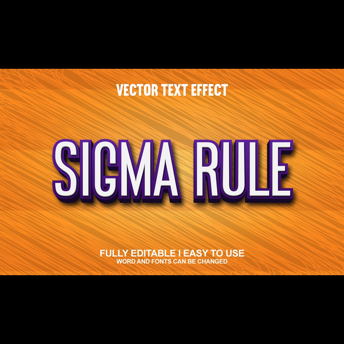 Fully Editable Vector 3D Text Effect preview image.