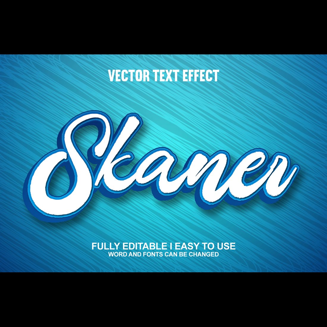 Fully Editable Vector 3D Text Effect preview image.