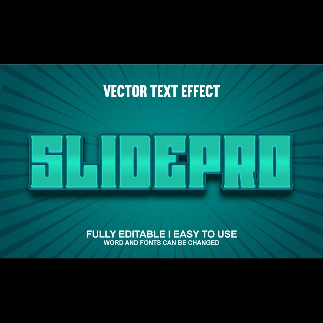 Fully Editable Vector 3D Text Effect preview image.