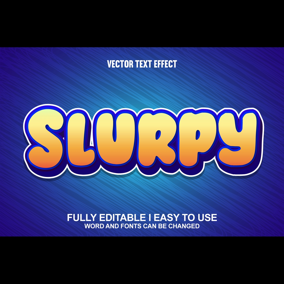 Fully Editable Vector 3D Text Effect preview image.