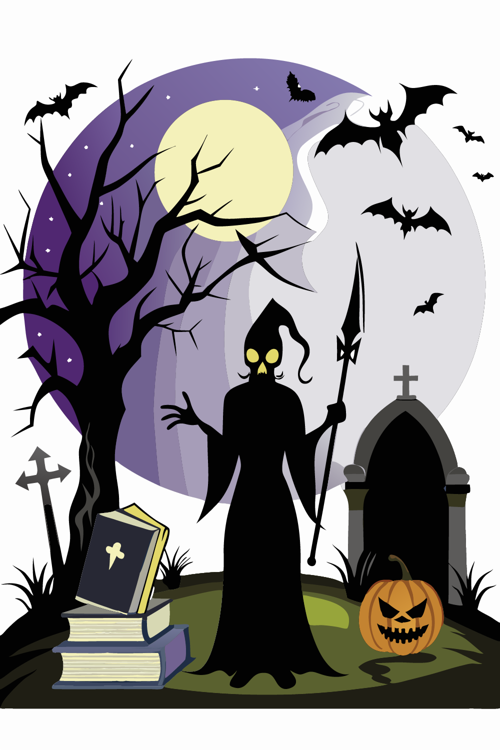 100+ Black Halloween Clipart pinterest preview image.