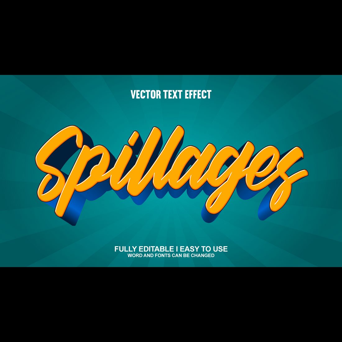 Fully Editable Vector 3D Text Effect preview image.