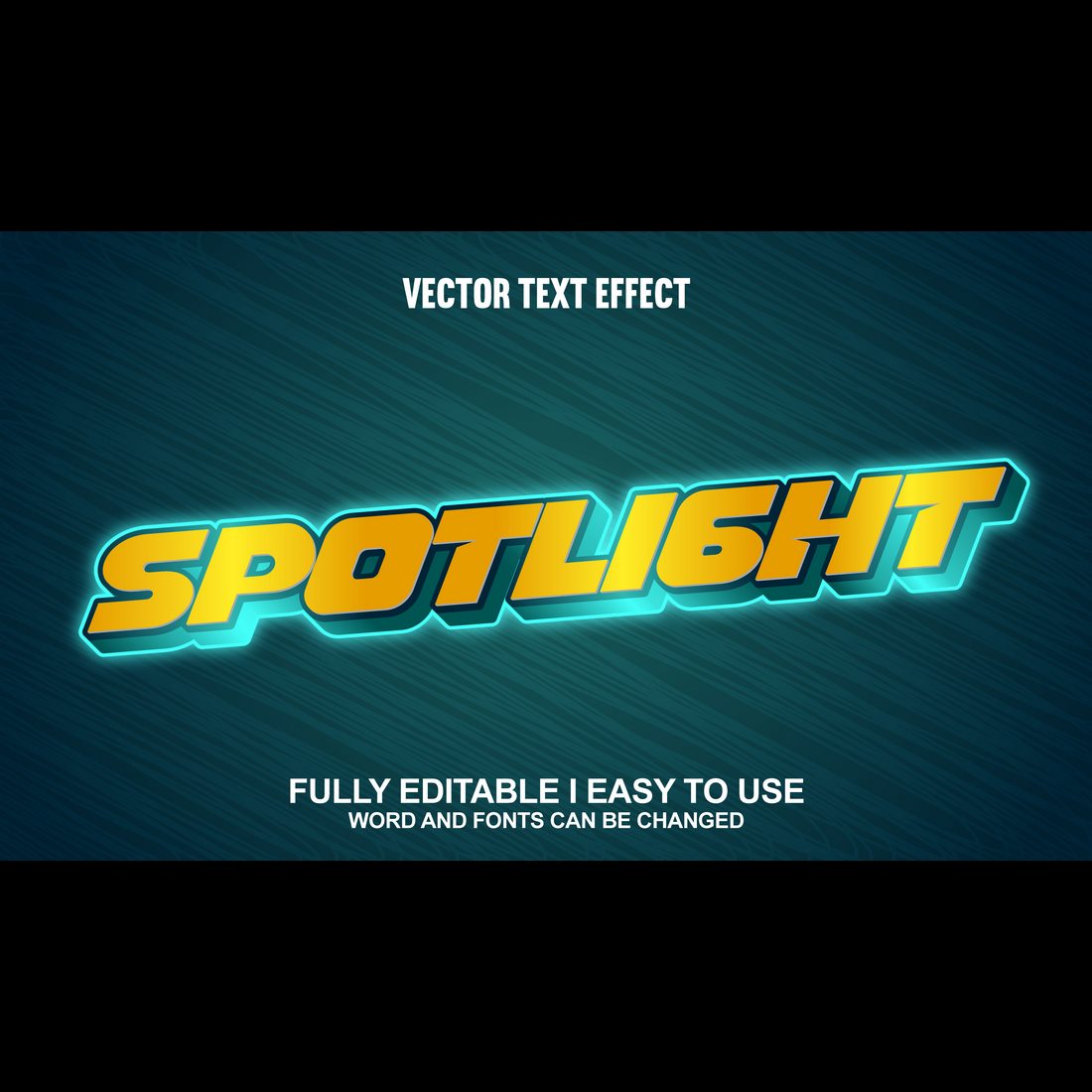 Fully Editable Vector 3D Text Effect preview image.