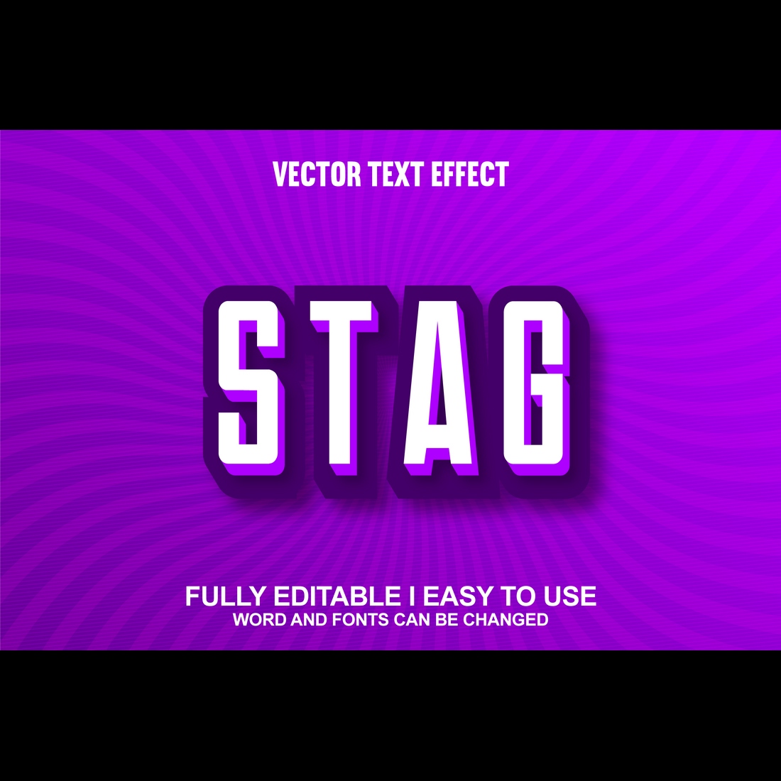 Fully Editable Vector 3D Text Effect cover image.