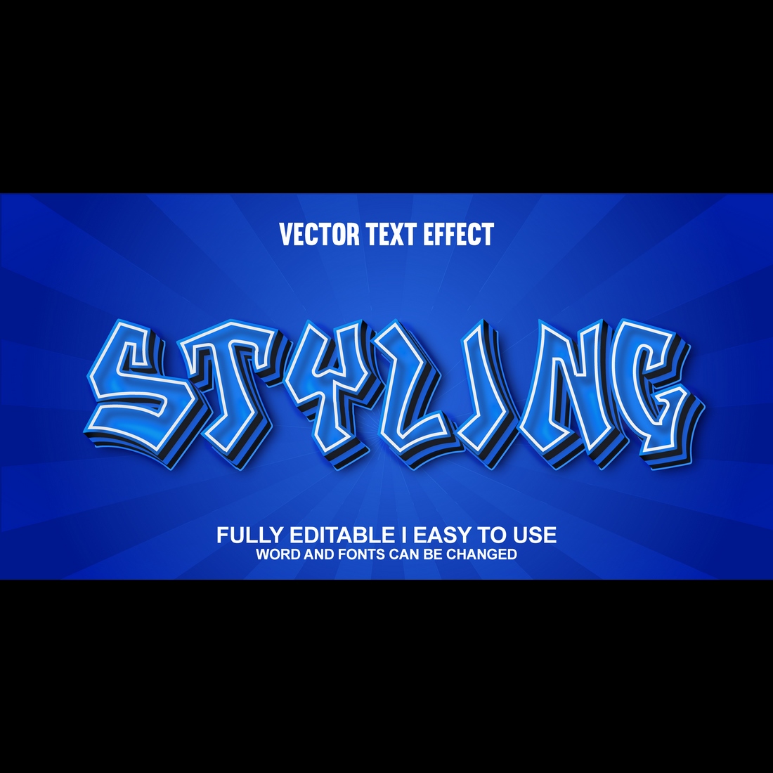 Fully Editable Vector 3D Text Effect preview image.