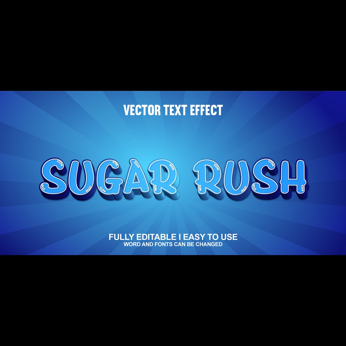 Fully Editable Vector 3D Text Effect preview image.