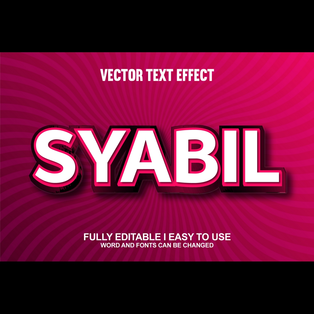 Fully Editable Vector 3D Text Effect cover image.