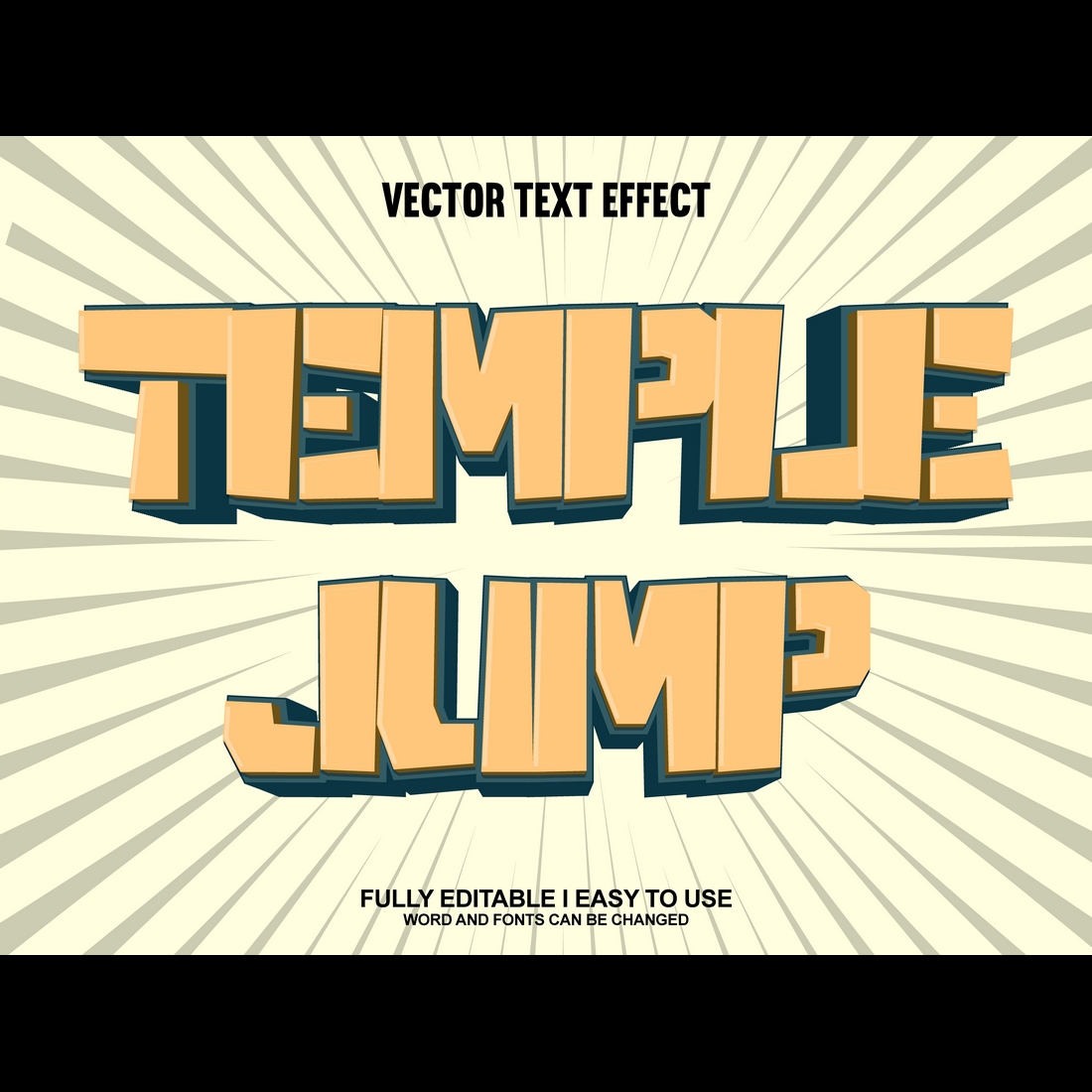 Fully Editable Vector 3D Text Effect preview image.