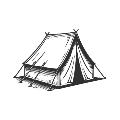 Silhouette camping tent illustration on a white background cover image.