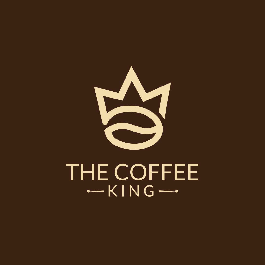 Coffee shop logo with cup of coffee and king crown preview image.