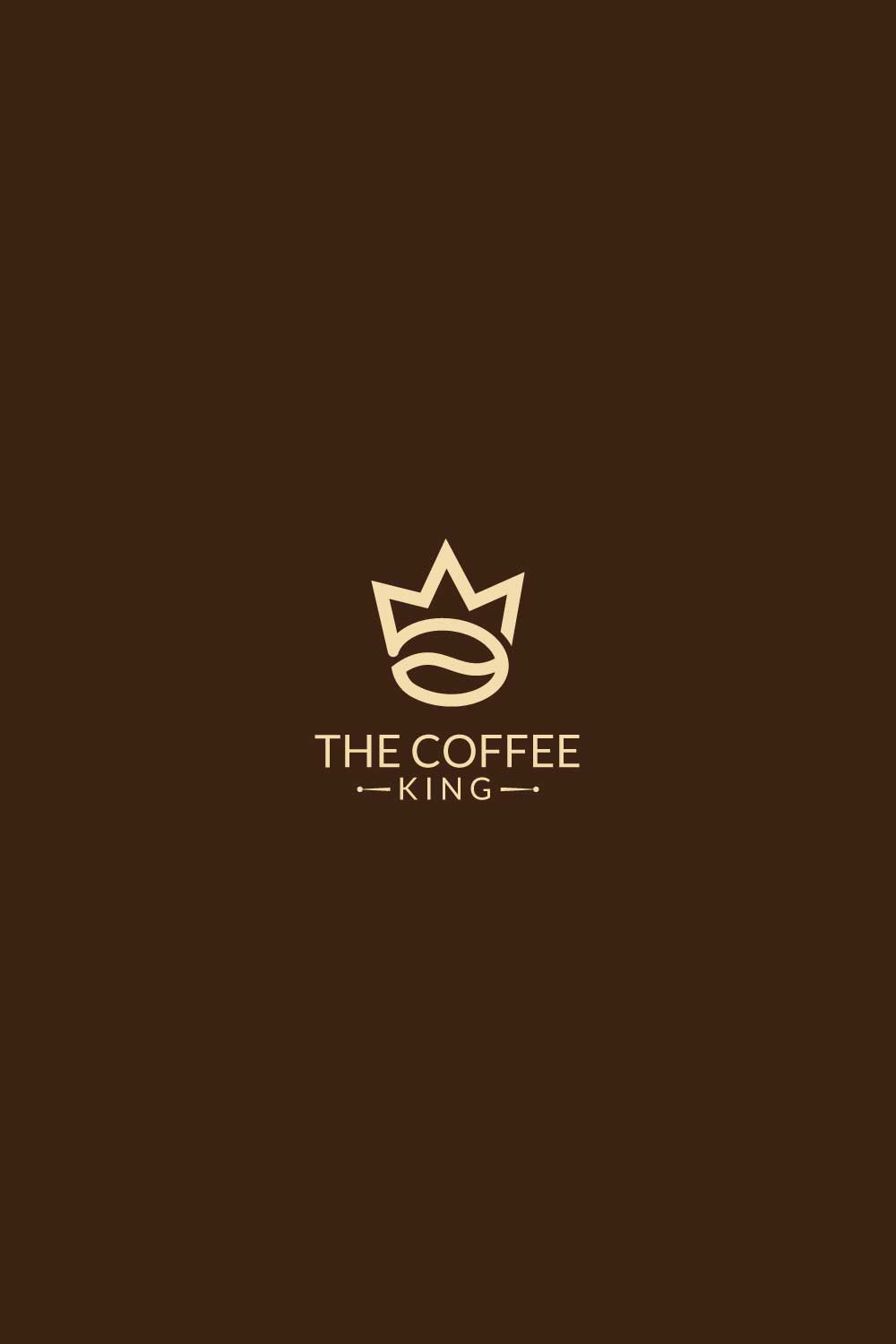 Coffee shop logo with cup of coffee and king crown pinterest preview image.