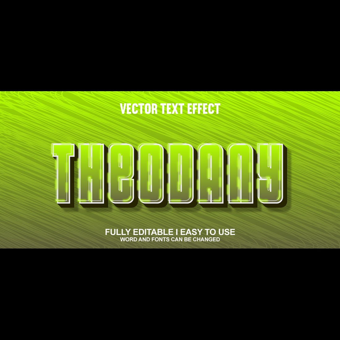 Fully Editable Vector 3D Text Effect preview image.