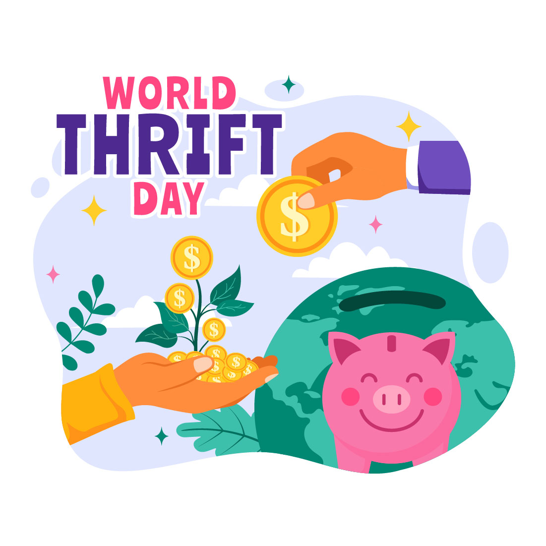 11 World Thrift Day Illustration cover image.