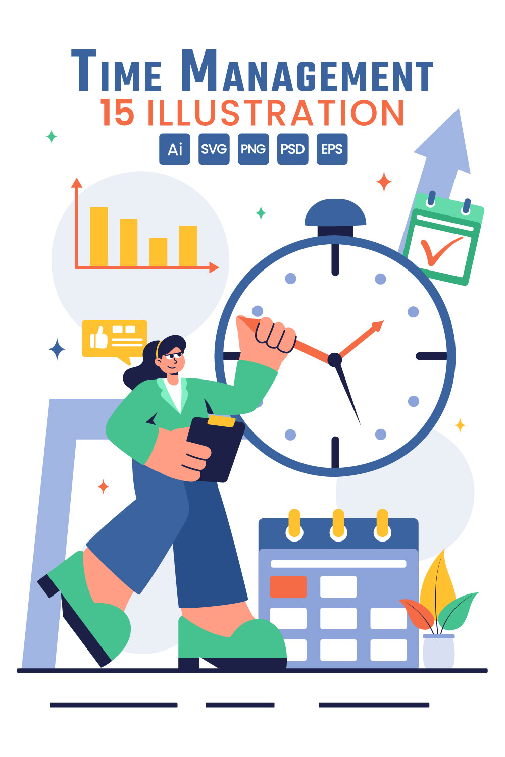 15 Time Management Planning Illustration pinterest preview image.