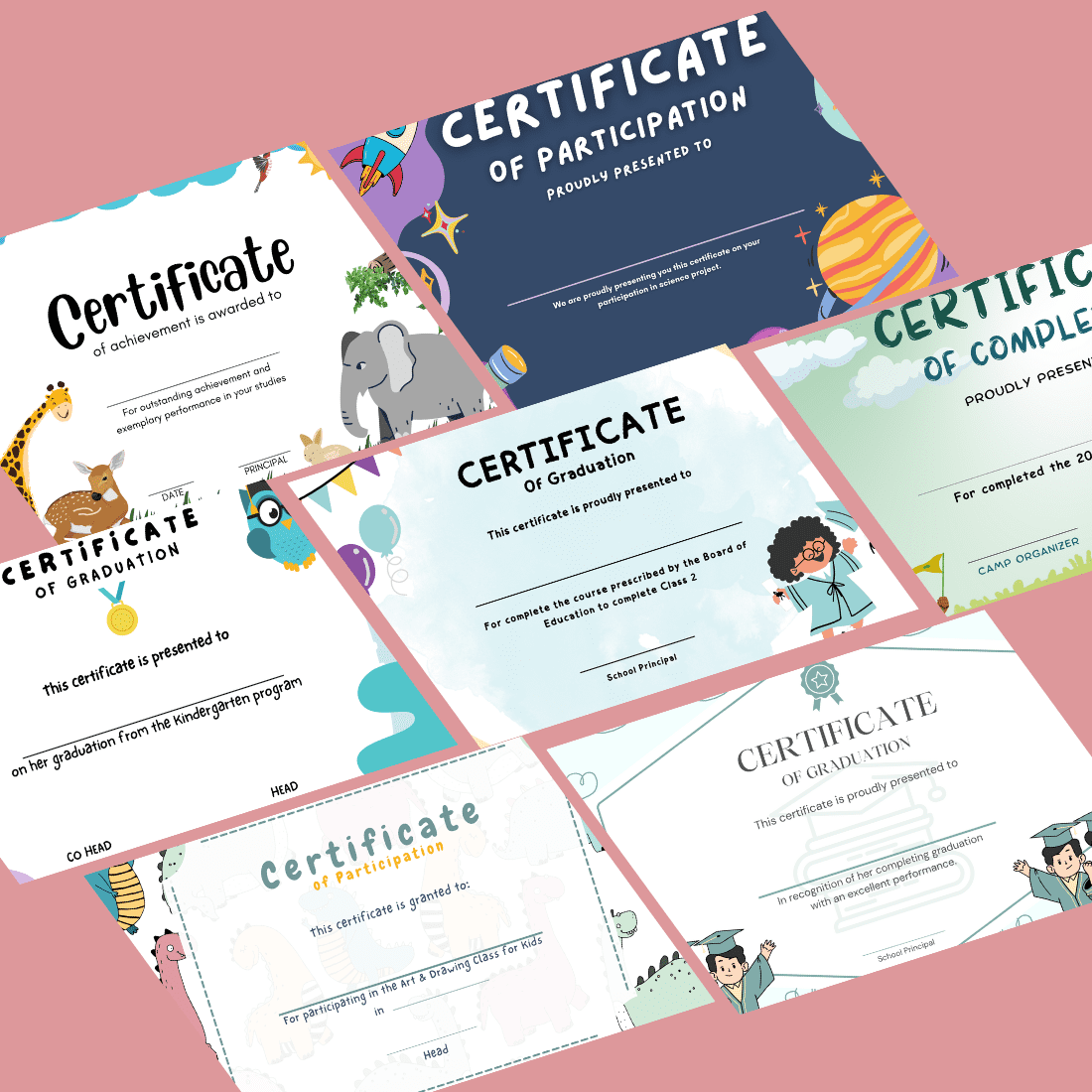 Top 8 Certificate Templates For Kids im High Resolution preview image.