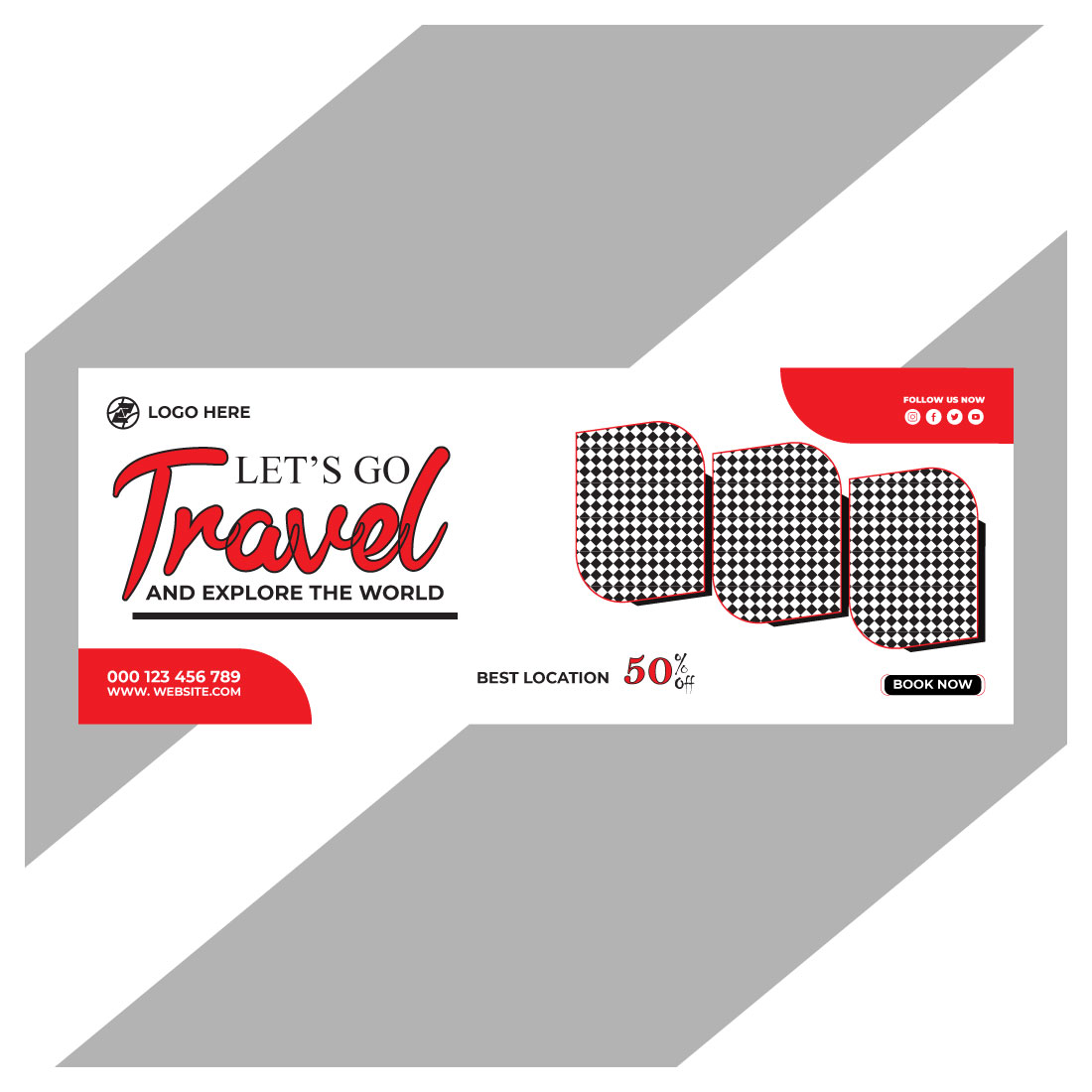 travel and tourism instagram post or social media post template preview image.