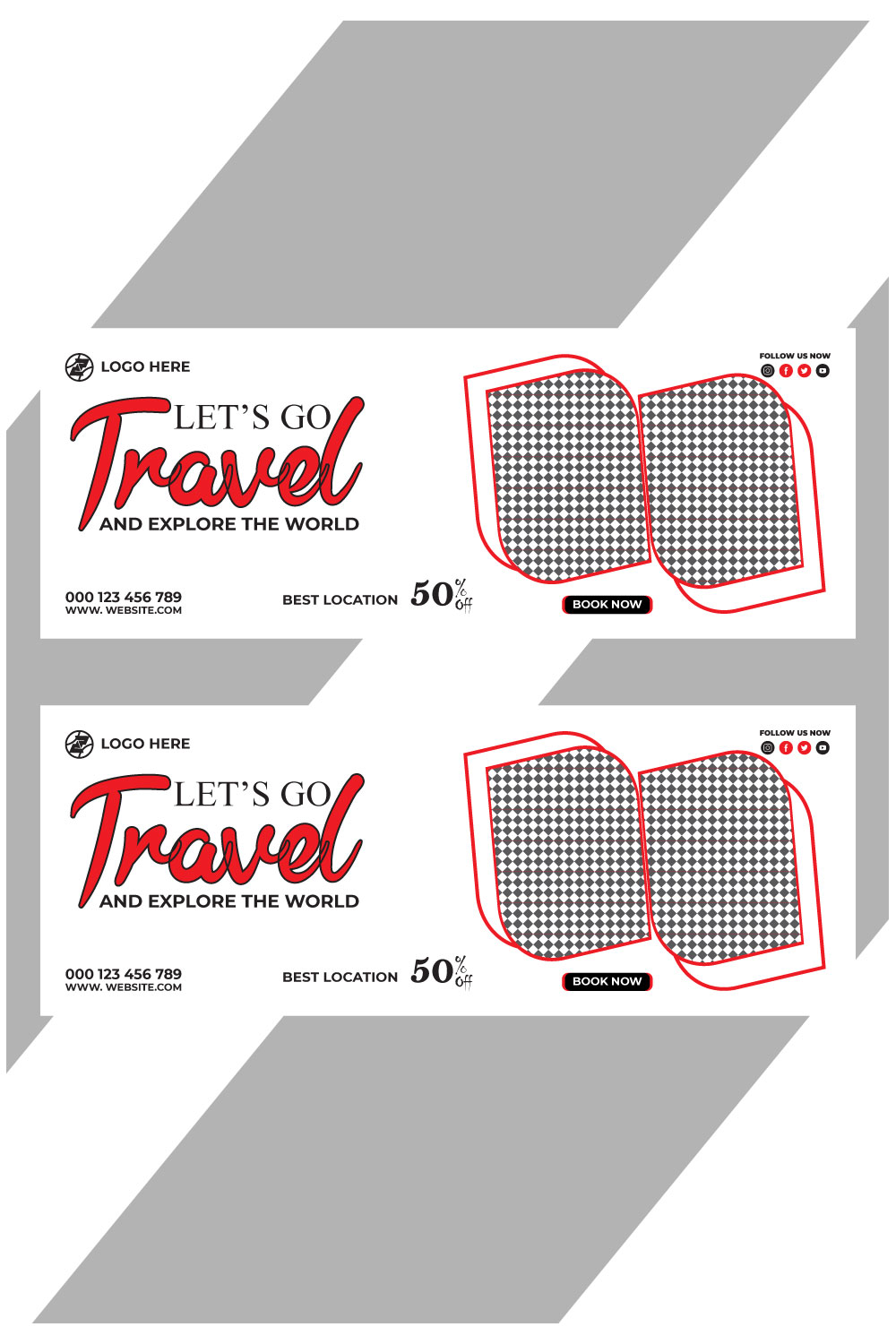 travel and tourism instagram post or social media post template pinterest preview image.