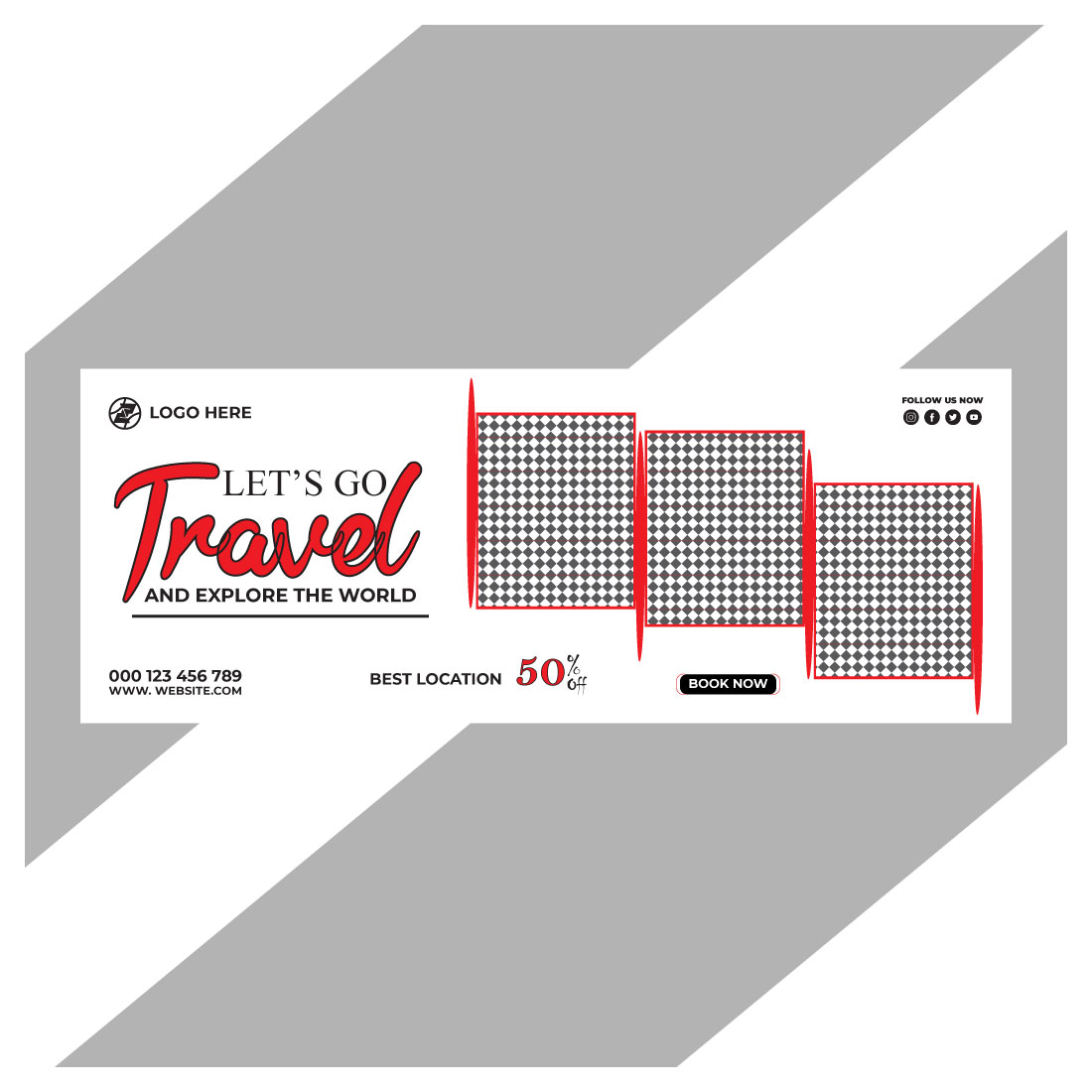 travel and tourism instagram post or social media post template preview image.