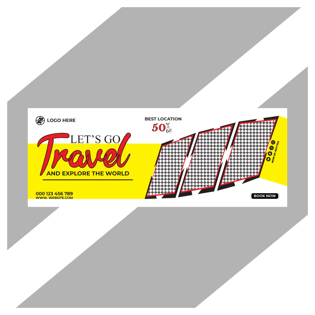 travel and tourism instagram post or social media post template preview image.