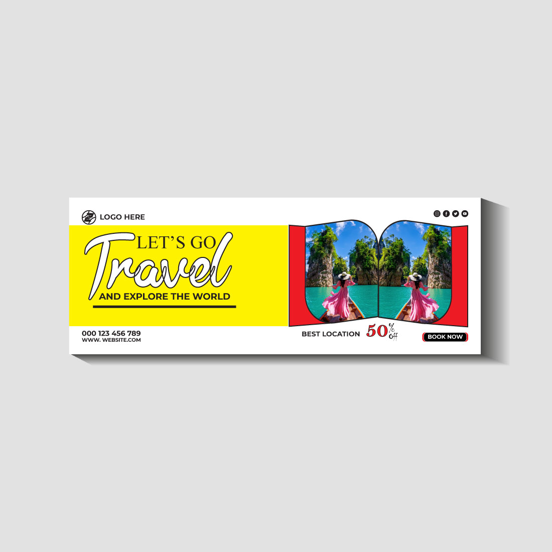 travel and tourism instagram post or social media post template preview image.