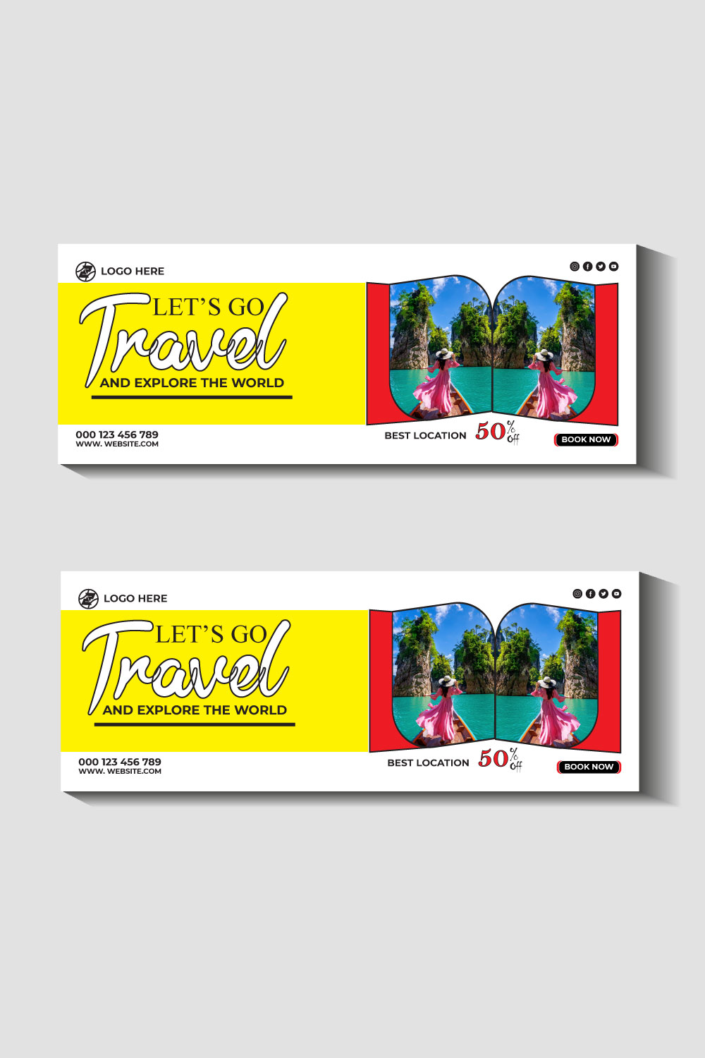 travel and tourism instagram post or social media post template pinterest preview image.