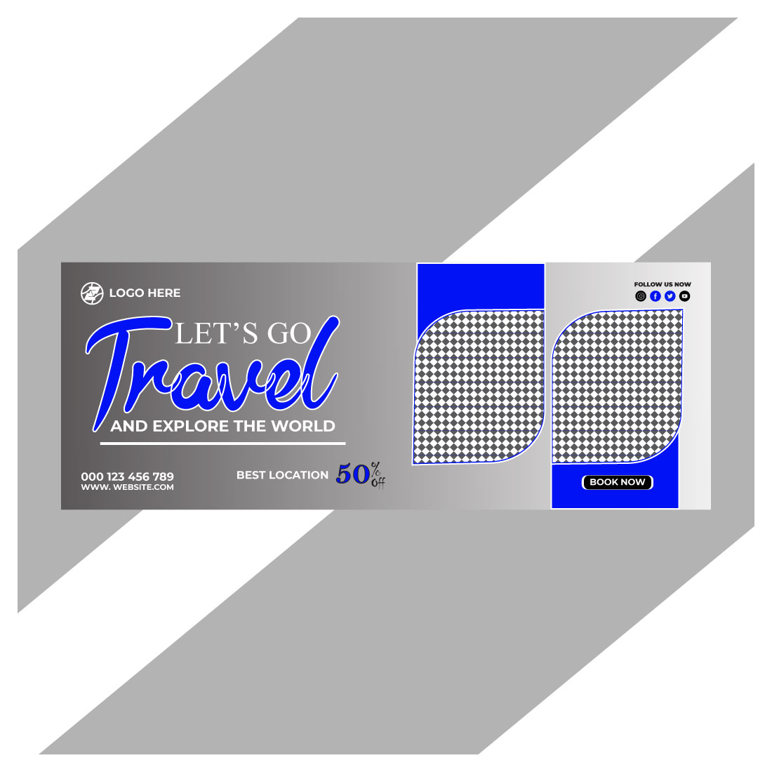 travel and tourism instagram post or social media post template cover image.