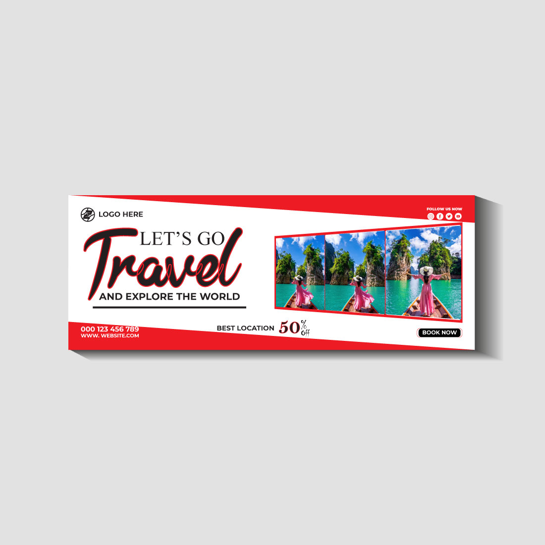 travel and tourism instagram post or social media post template preview image.