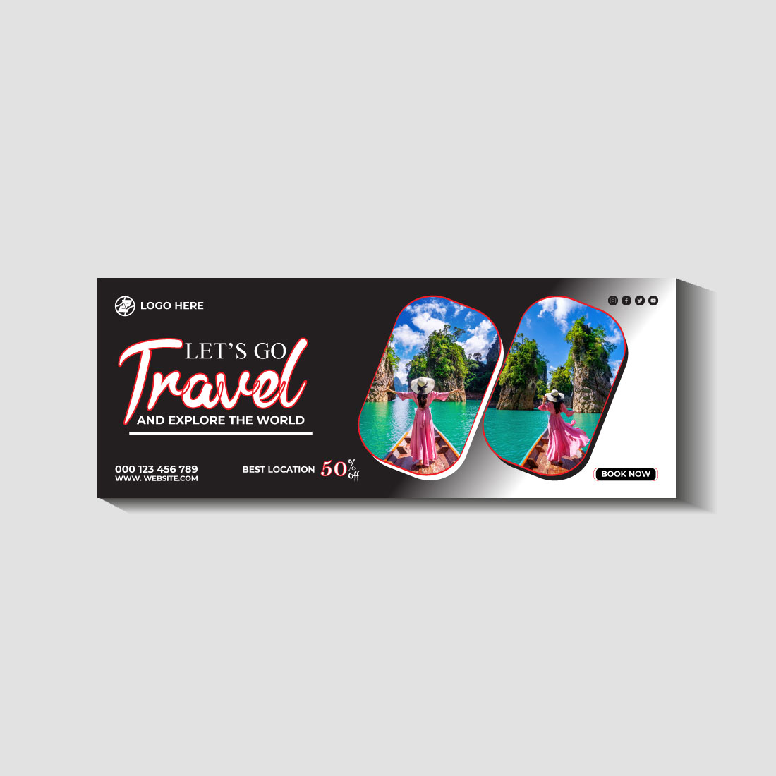 travel and tourism instagram post or social media post template preview image.