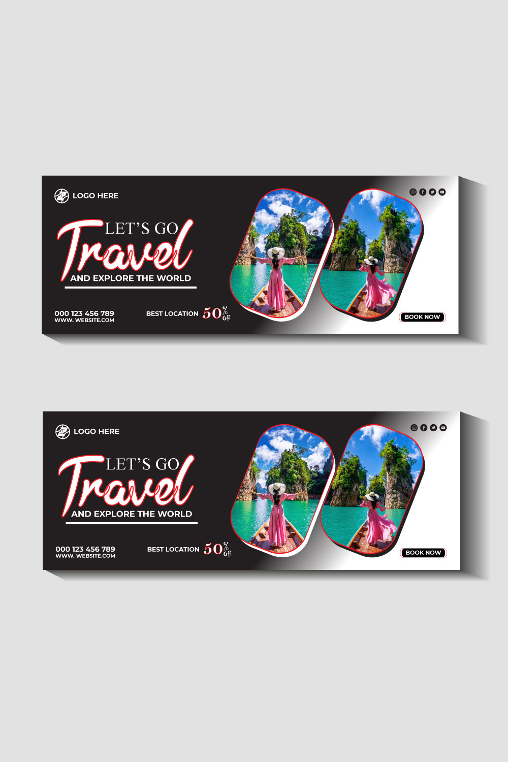 travel and tourism instagram post or social media post template pinterest preview image.