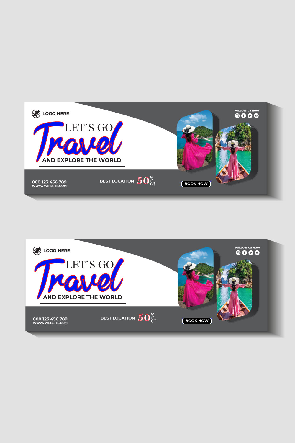 travel and tourism instagram post or social media post template pinterest preview image.