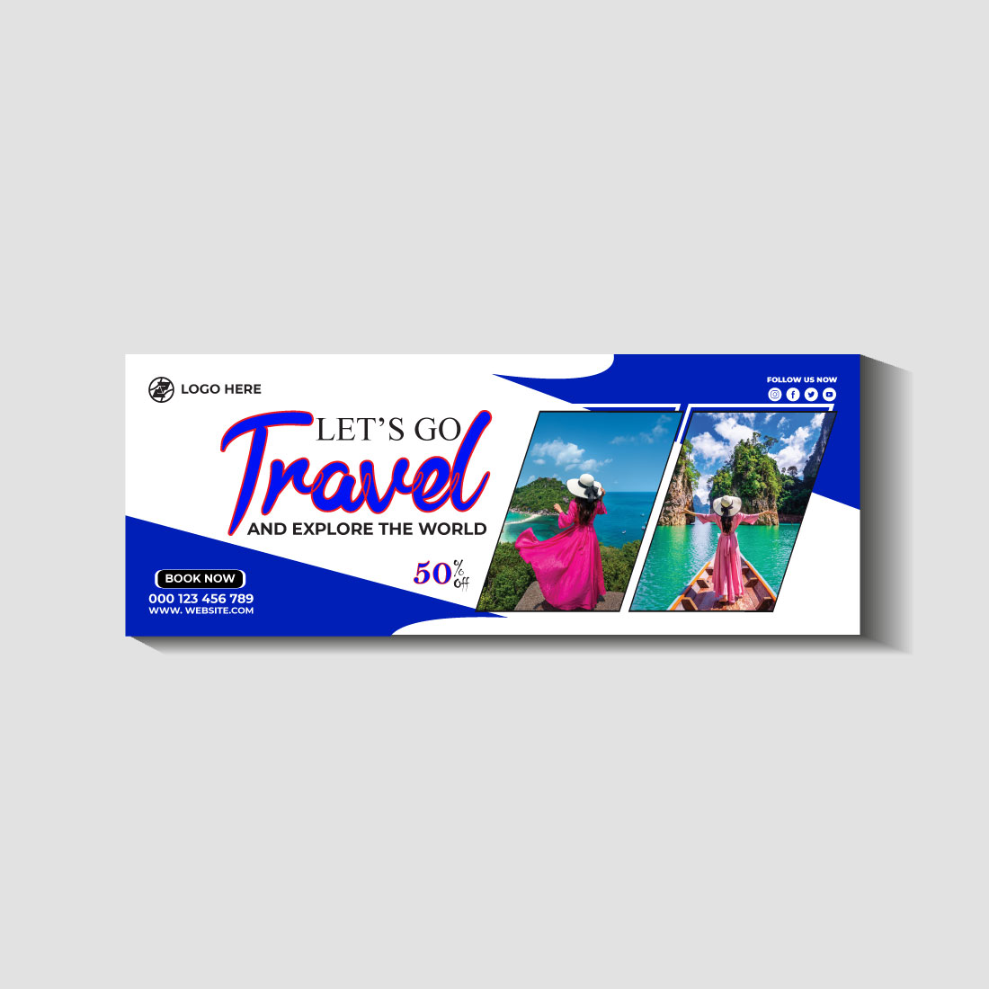 travel and tourism instagram post or social media post template preview image.