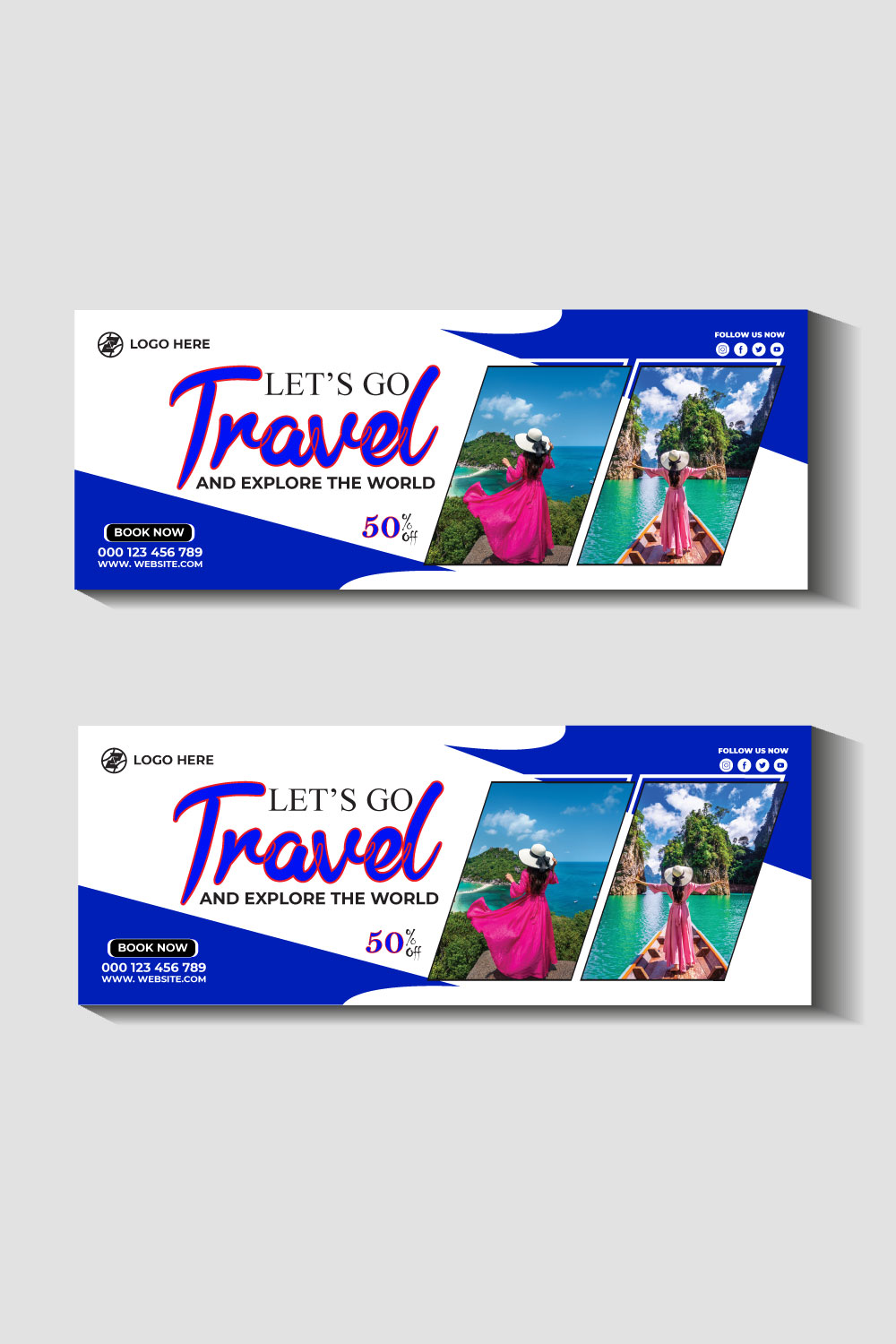 travel and tourism instagram post or social media post template pinterest preview image.