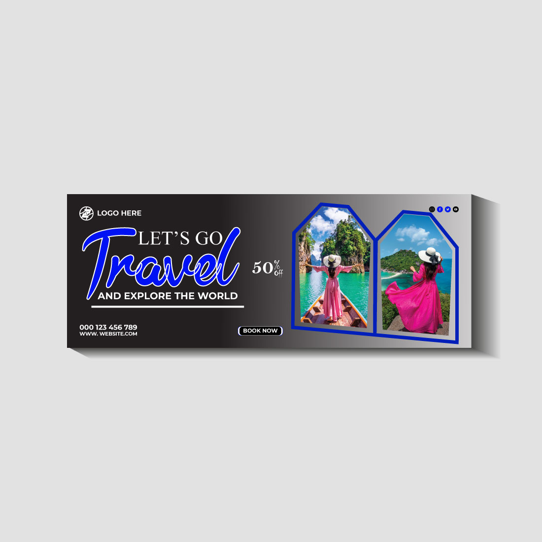 travel and tourism instagram post or social media post template preview image.