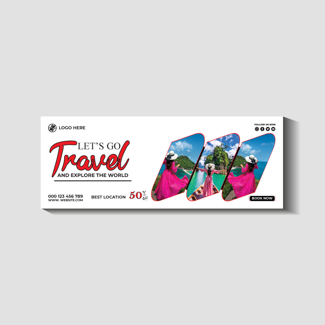 travel and tourism instagram post or social media post template preview image.