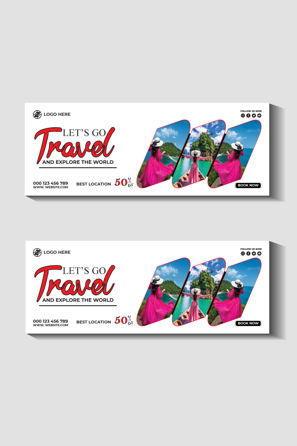 travel and tourism instagram post or social media post template pinterest preview image.