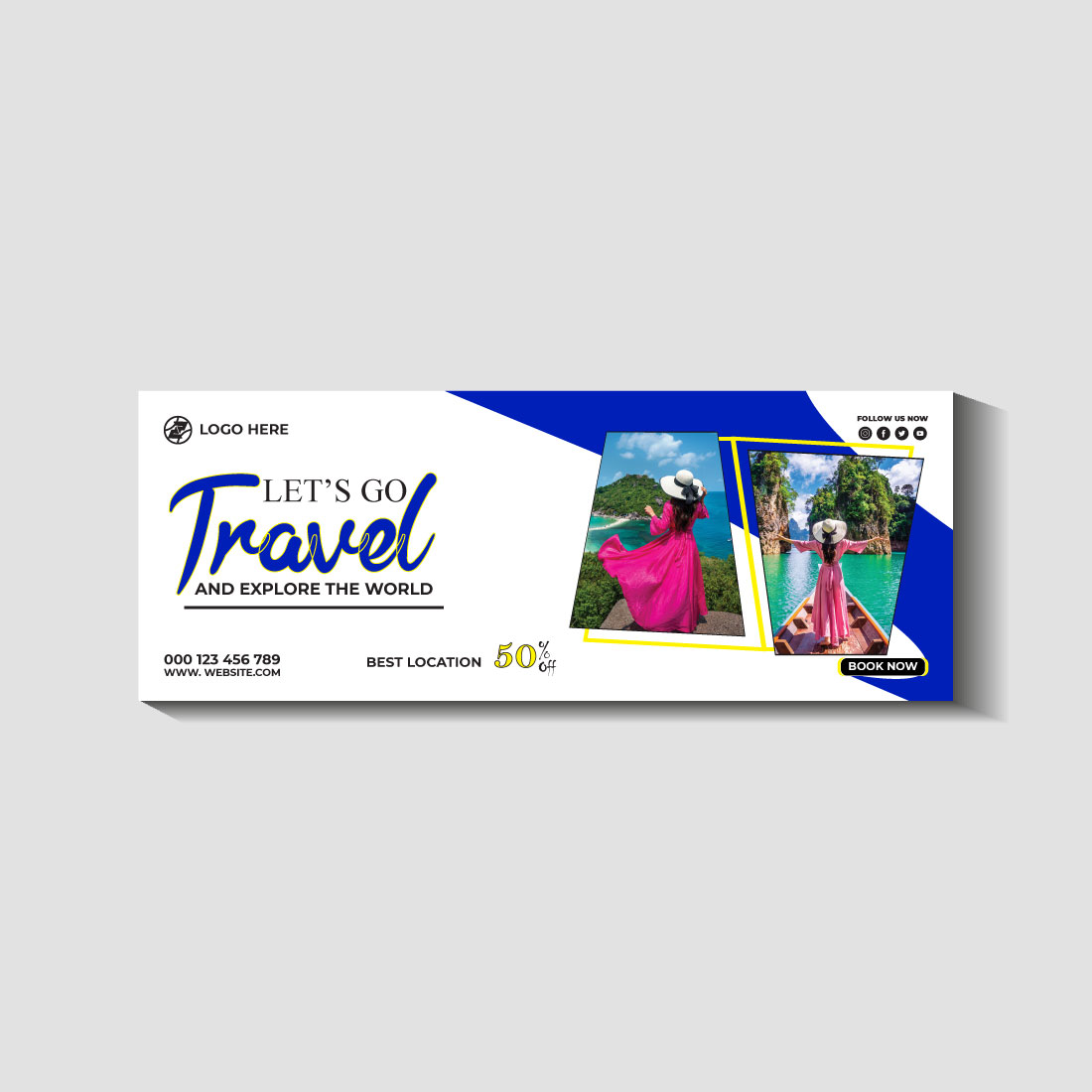 travel and tourism instagram post or social media post template preview image.