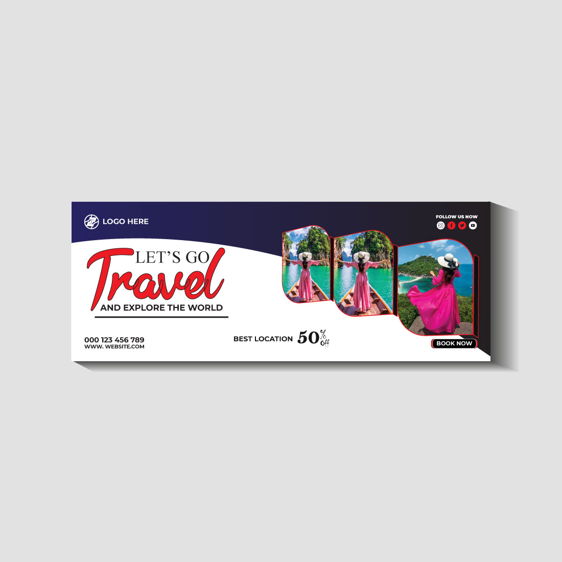 travel and tourism instagram post or social media post template preview image.