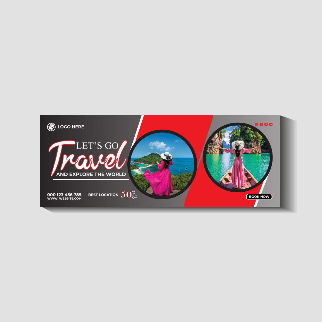 travel and tourism instagram post or social media post template preview image.