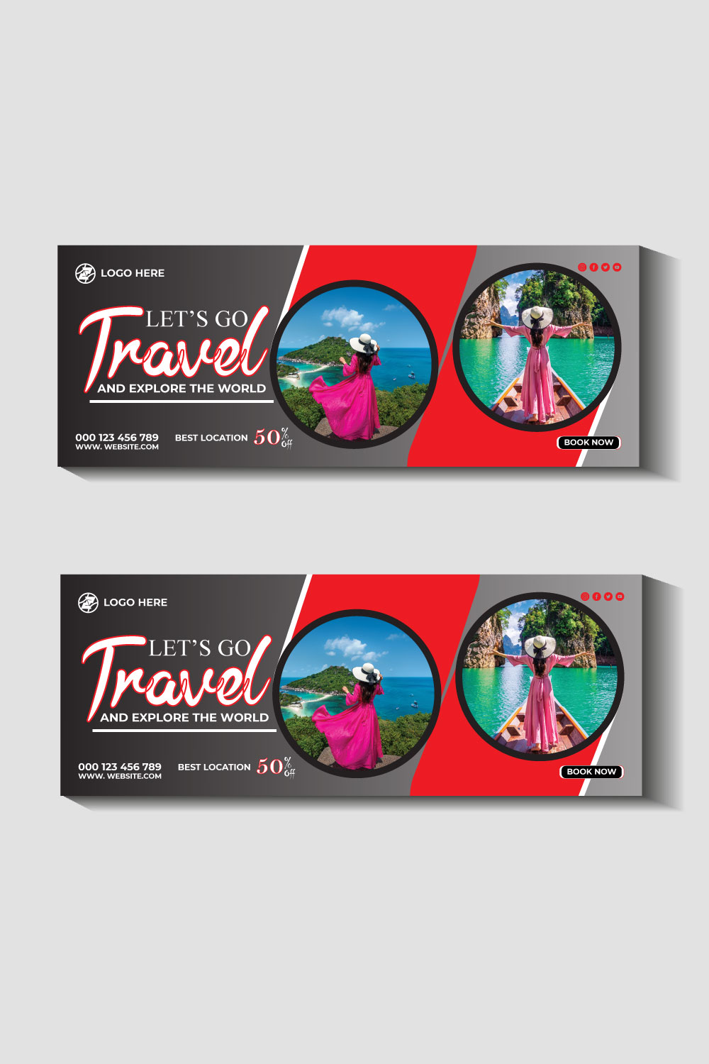 travel and tourism instagram post or social media post template pinterest preview image.