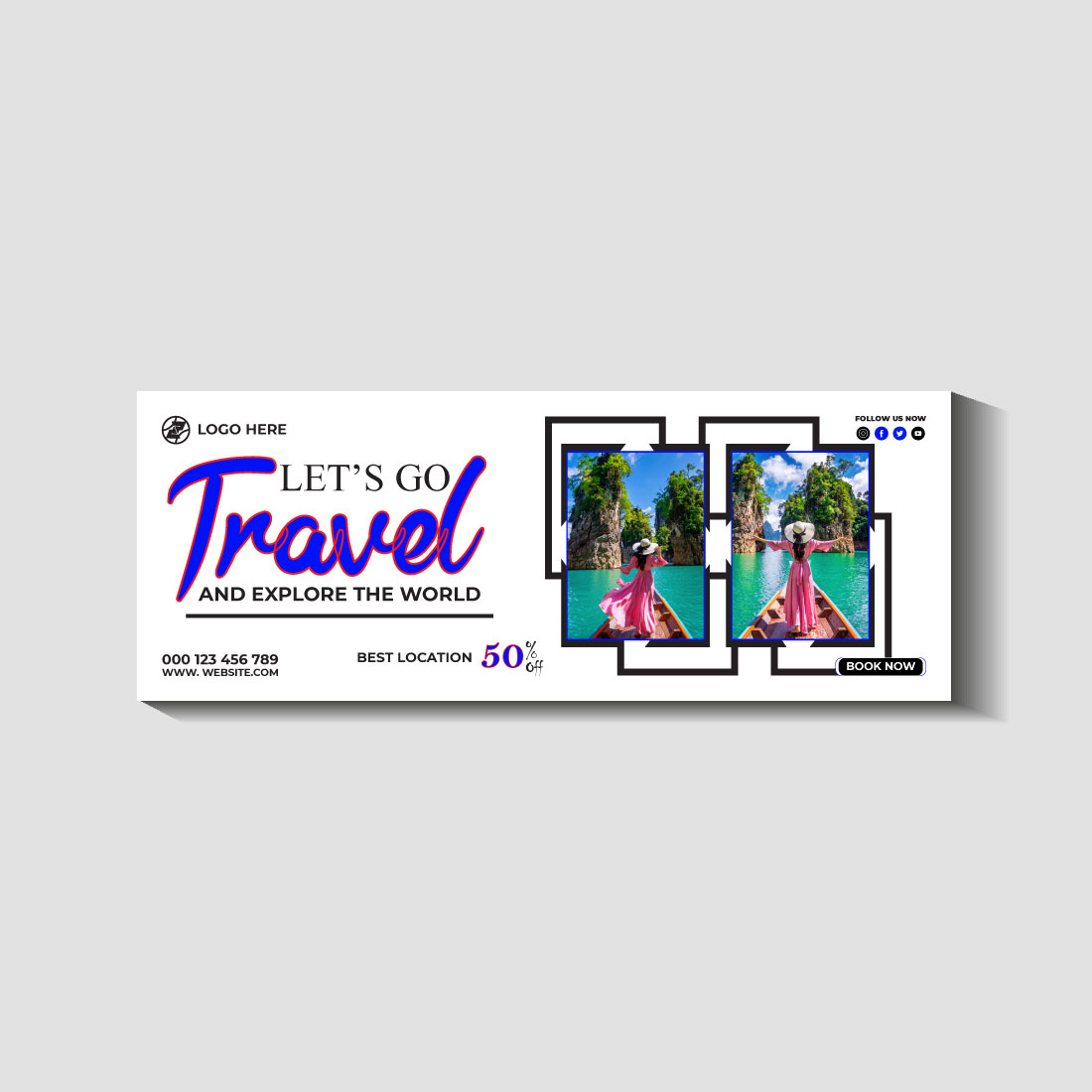 travel and tourism instagram post or social media post template preview image.