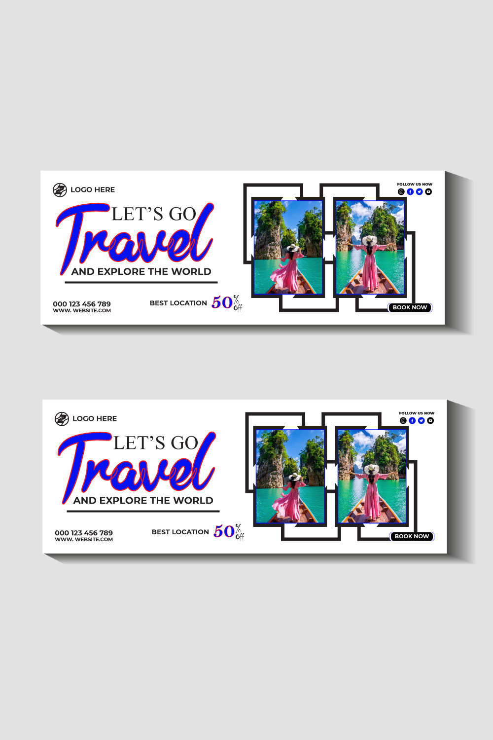 travel and tourism instagram post or social media post template pinterest preview image.