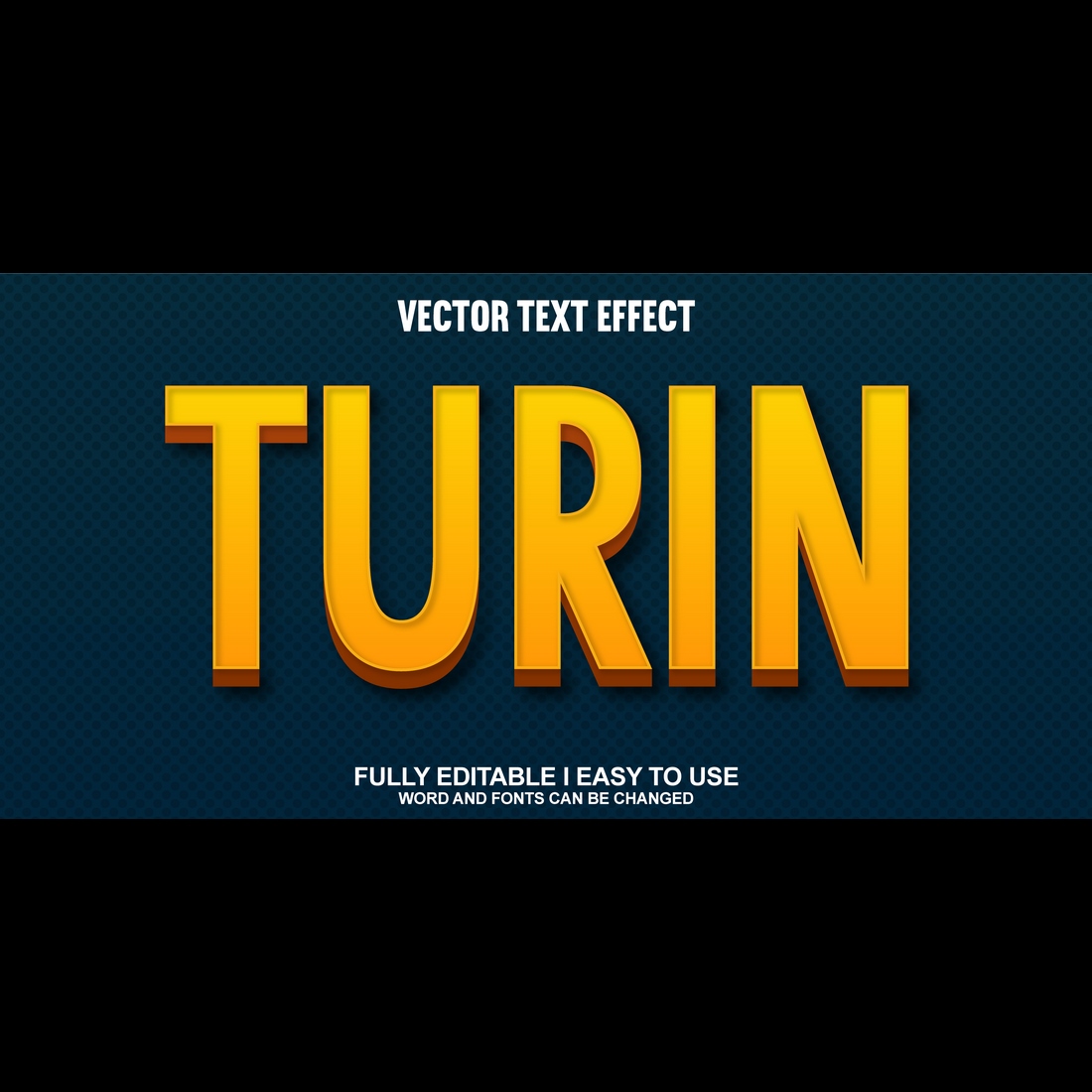 Fully Editable Vector 3D Text Effect preview image.