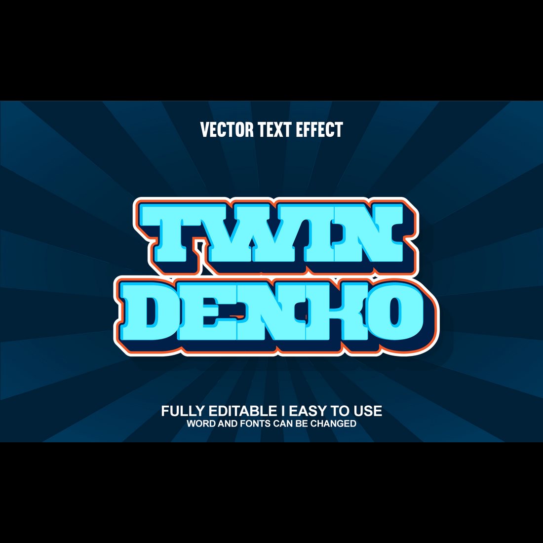 Fully Editable Vector 3D Text Effect preview image.