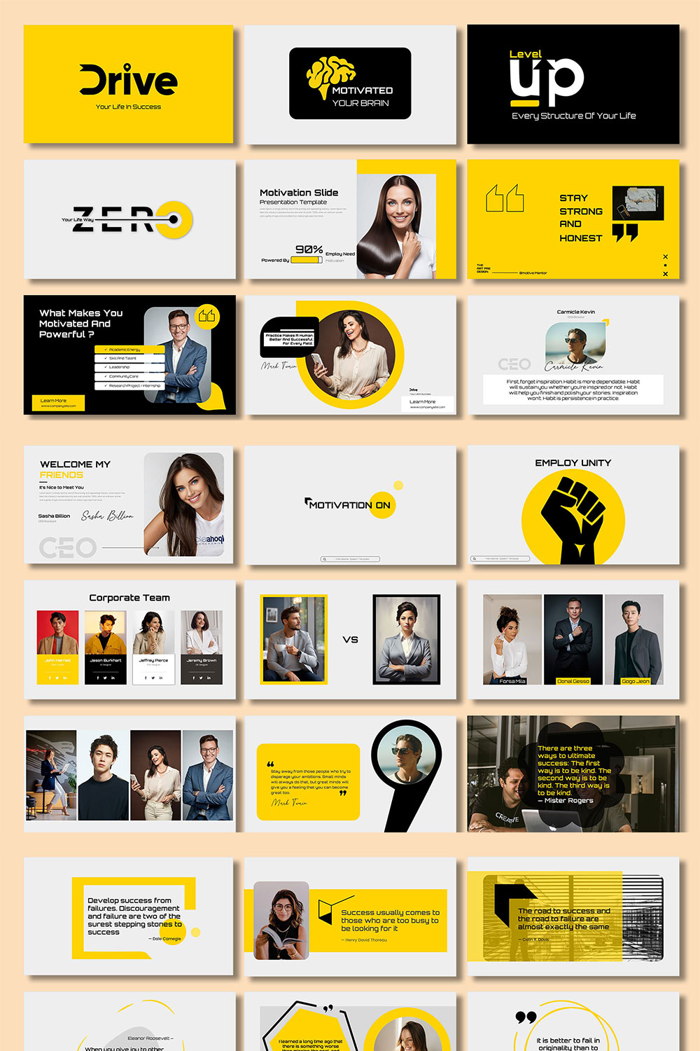 Motivated Keynote Corporate Template pinterest preview image.