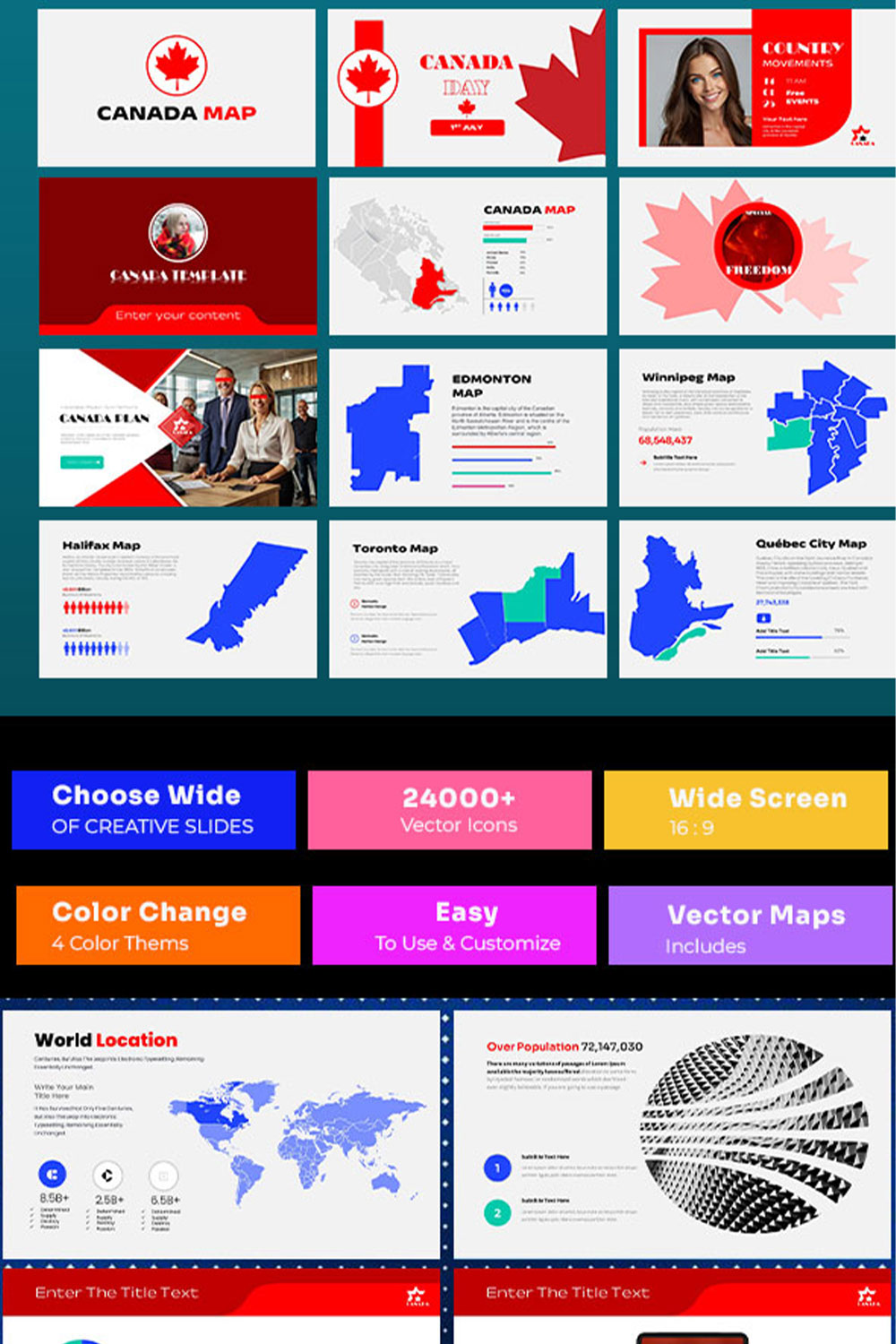 Canada All City Map Presentation Template pinterest preview image.