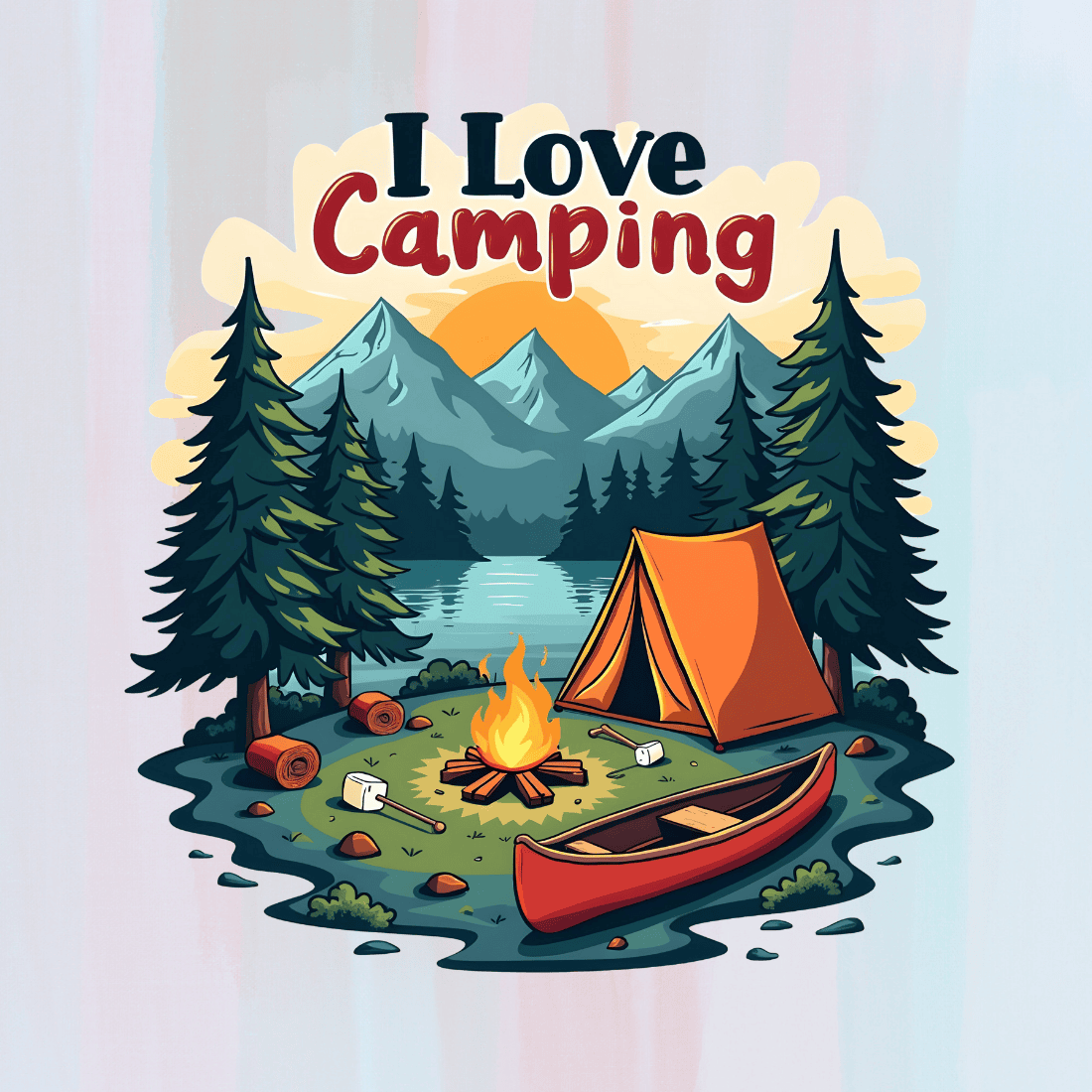 Vintage Camping Adventure T-shirt Design preview image.