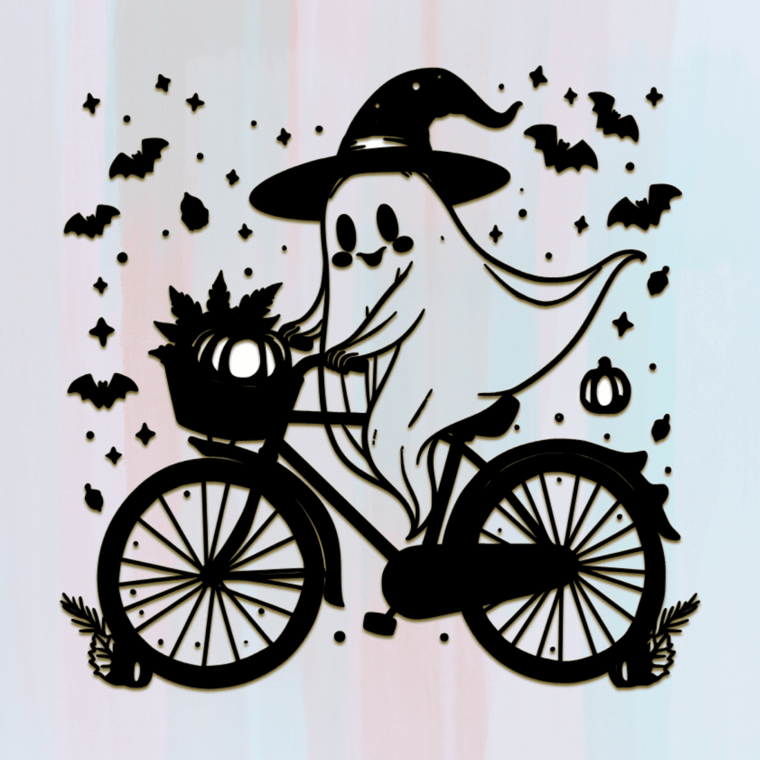 Spooky Cycling Silhouette T-shirt Design preview image.