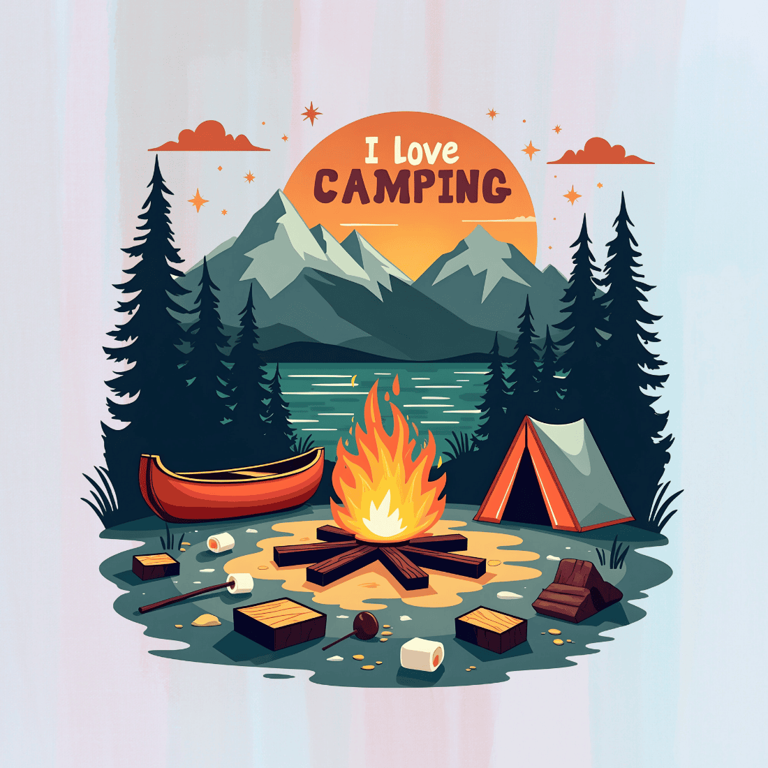 I Love Camping T-shirt Design preview image.