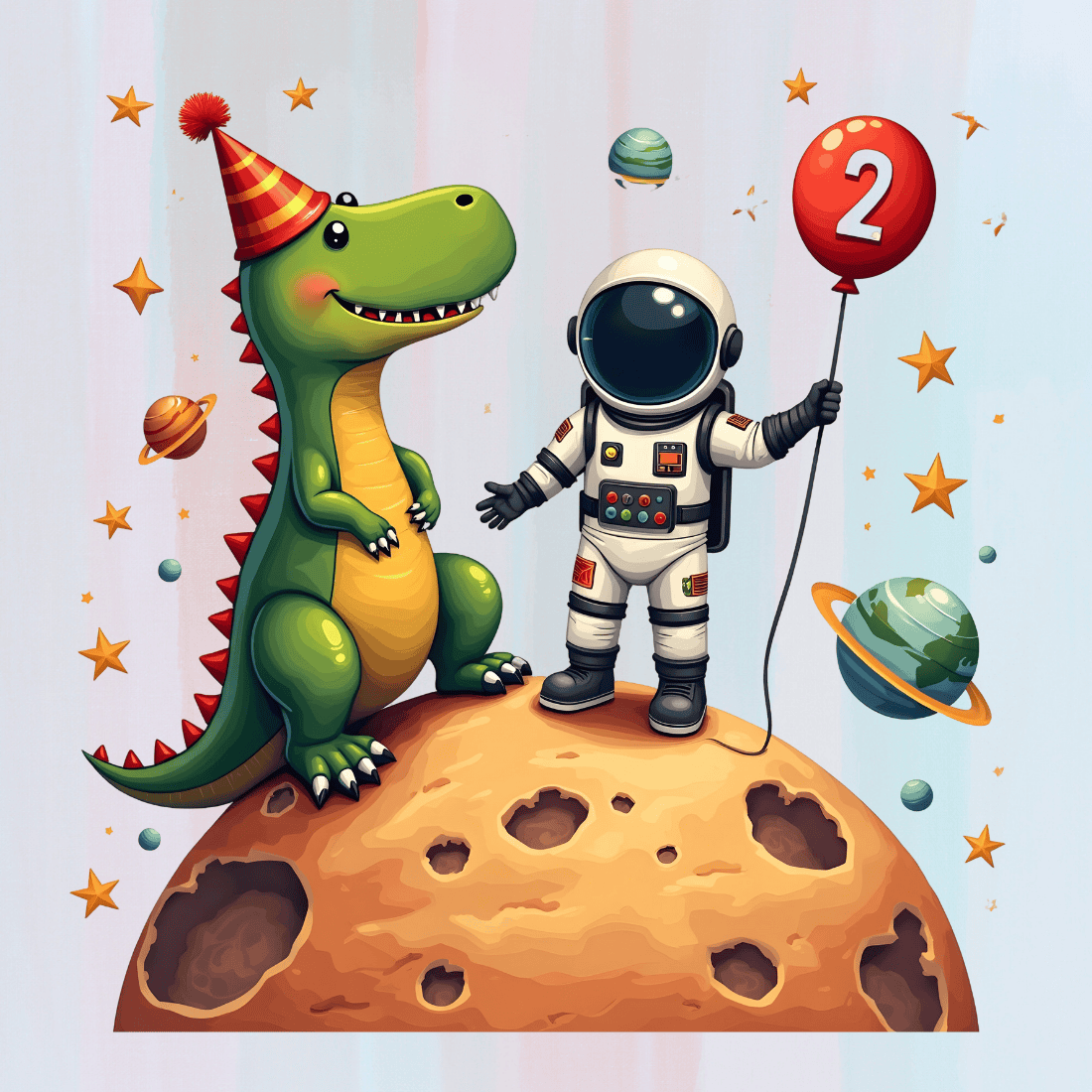 Space Adventure Birthday T-shirt Design preview image.