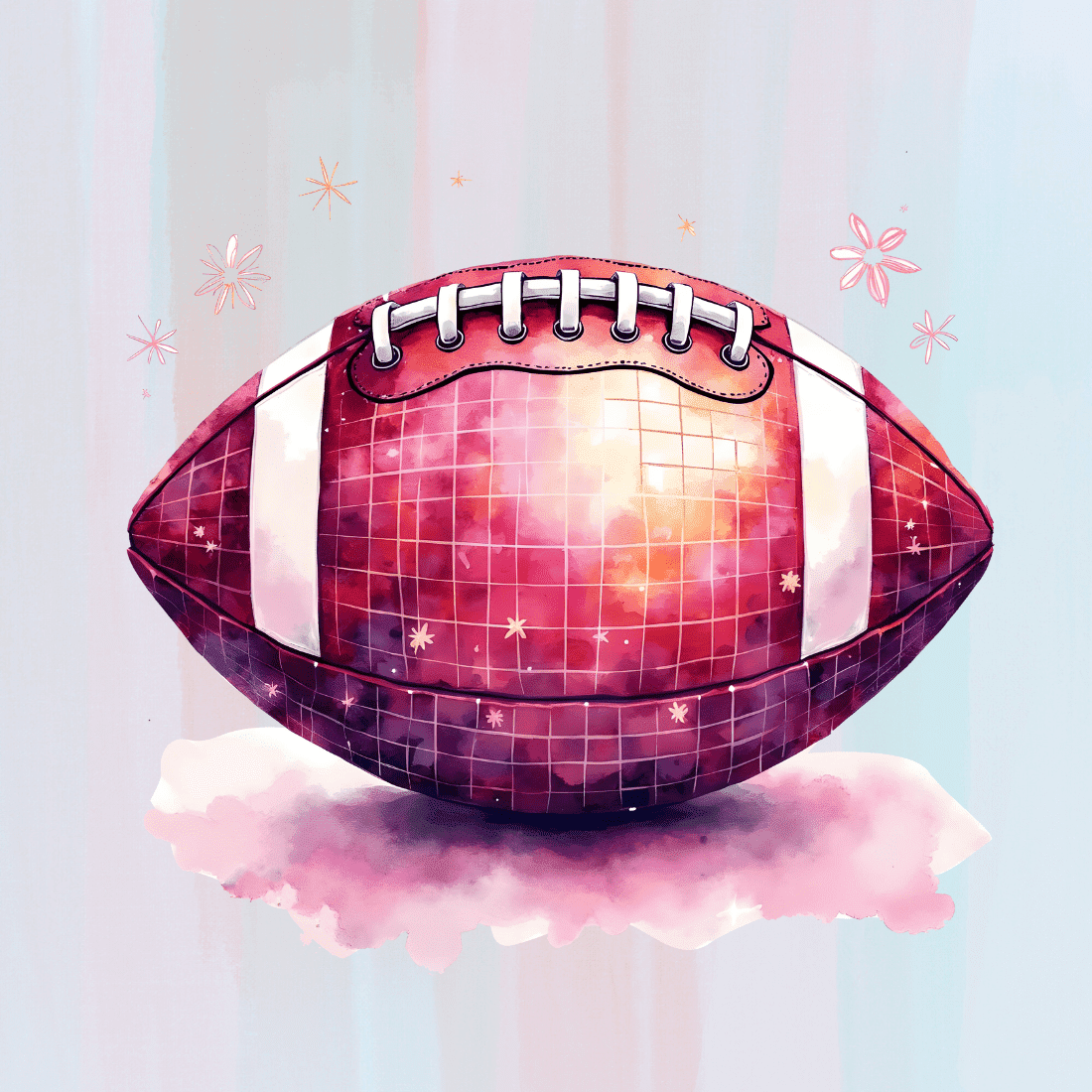 Watercolor Pink Football T-shirt Design preview image.